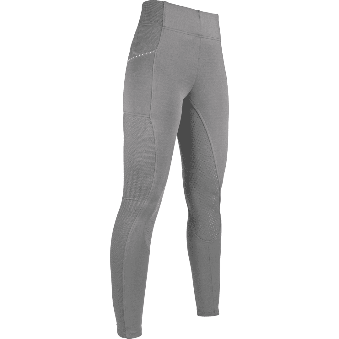 HKM Mesh Style Silicone Full Seat Riding Leggings #colour_grey