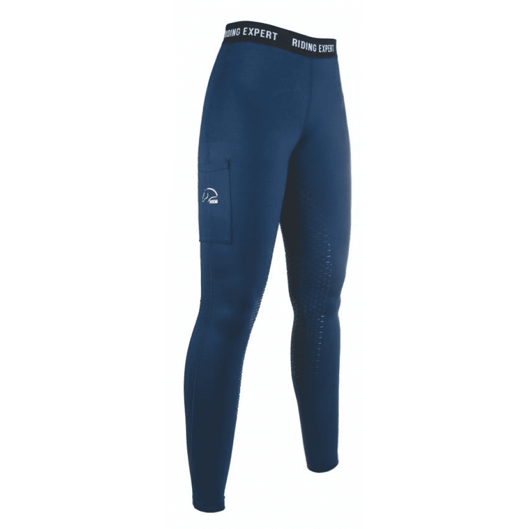 HKM Graz Style Silicone Full Seat Riding Leggings #colour_deep-blue