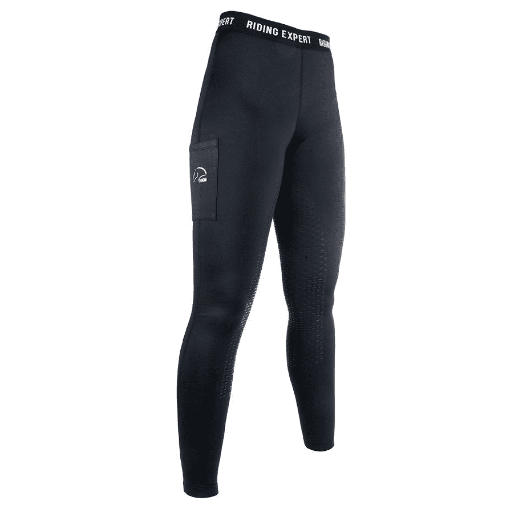 HKM Graz Style Silicone Full Seat Riding Leggings #colour_black