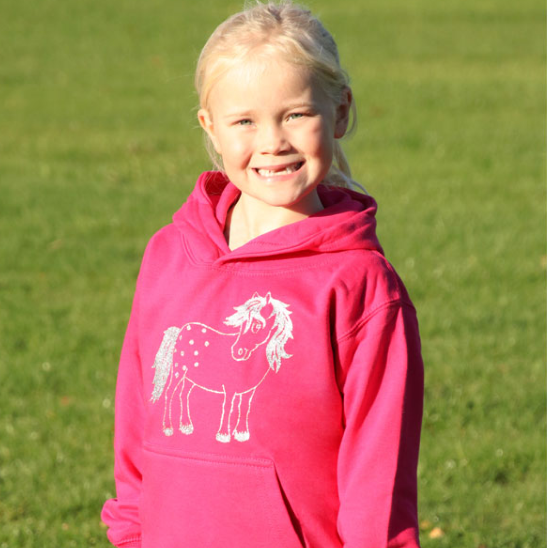 British Country Collection Twinkle Pony Glitter Hoodie #colour_fuchsia