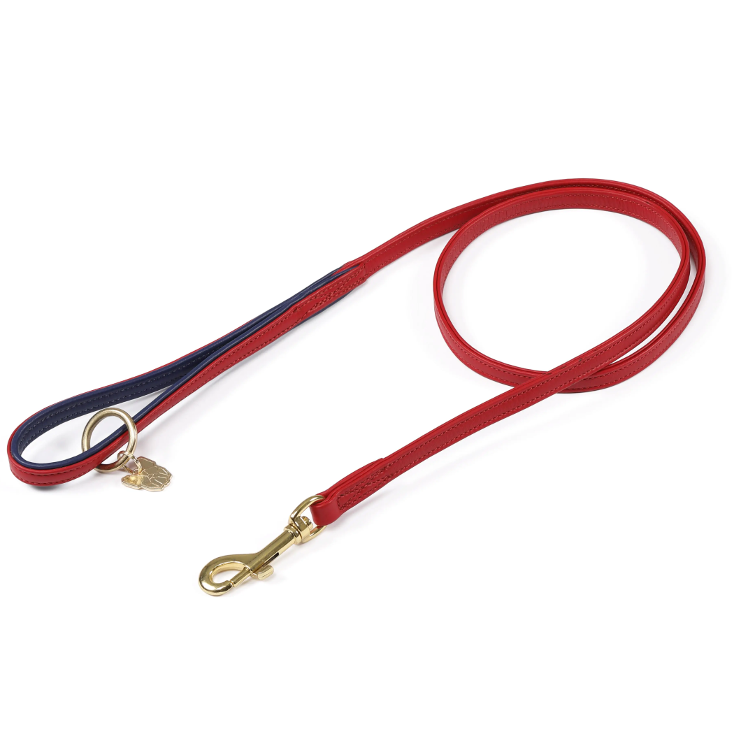 Shires Digby & Fox Padded Leather Dog Lead #colour_scarlett