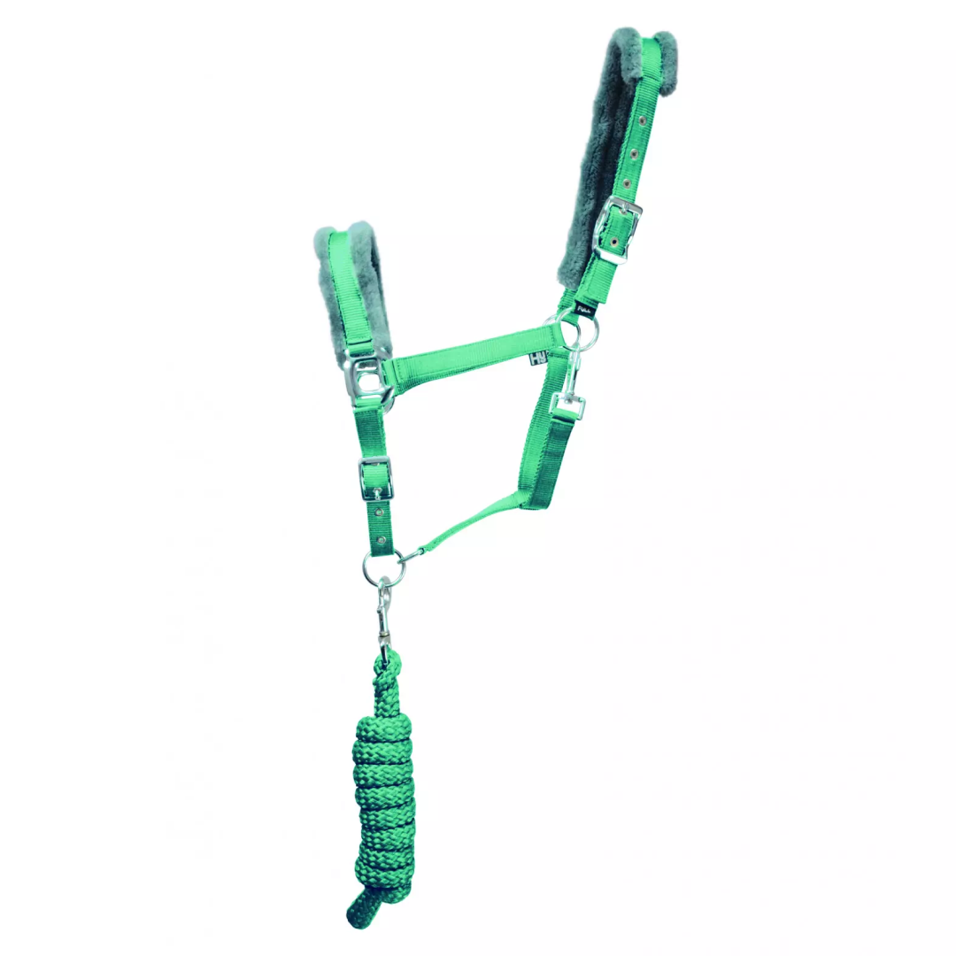 Hy Sport Active Head Collar & Lead Rope #colour_spearmint-green-grey