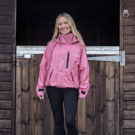EQUIDRY Women's Shortie Mesh Lining Mac #colour_dusky-pink