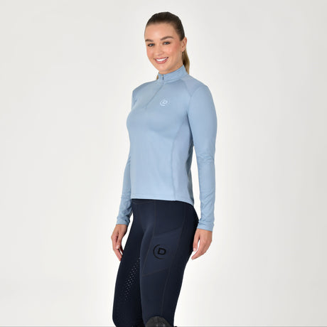 Dublin Ladies Breathable Long Sleeve Riding Top #colour_blue-fog