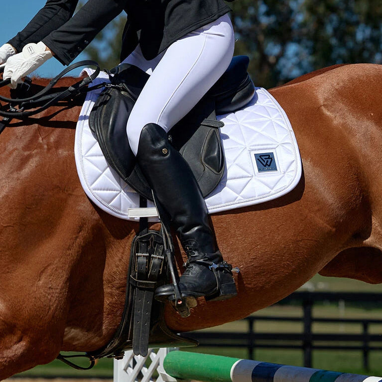 Weatherbeeta Satin Luxe Air-Tec Euro Jump Shaped Saddle Pad #colour_white
