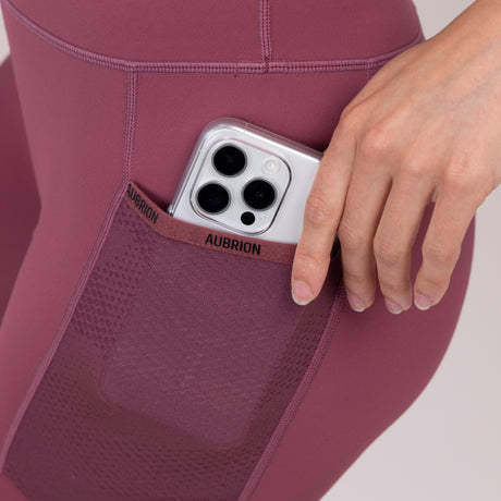 Shires Aubrion Ladies React Non-Stop Riding Tights #colour_mauve