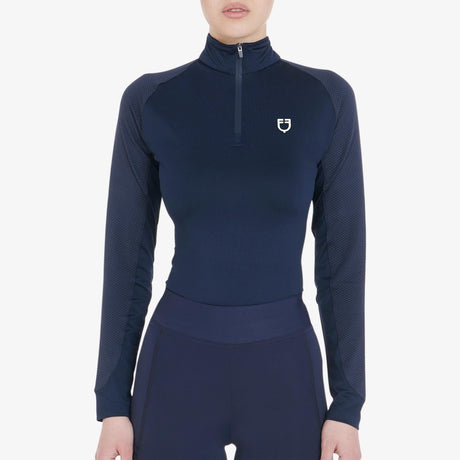 Equestro Women's Slim Fit Long Sleeve Base Layer #colour_blue