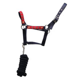 Hy Equestrian Thelwell Collection Balancing Act Head Collar & Lead Rope #colour_red-navy