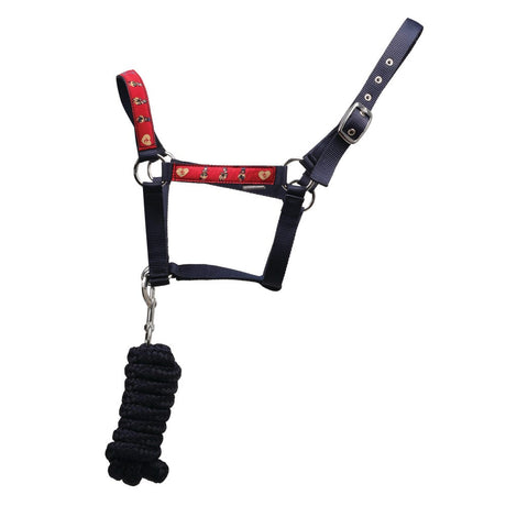 Hy Equestrian Thelwell Collection Balancing Act Head Collar & Lead Rope #colour_red-navy