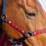 Hy Equestrian Thelwell Collection Balancing Act Head Collar & Lead Rope #colour_red-navy