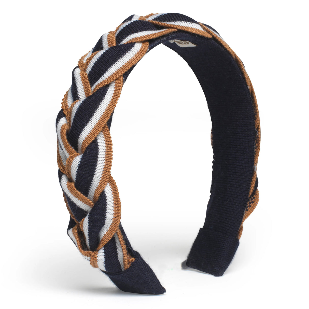 Waring Brooke Tri-Colour Plait Headband #colour_navy-tan-white