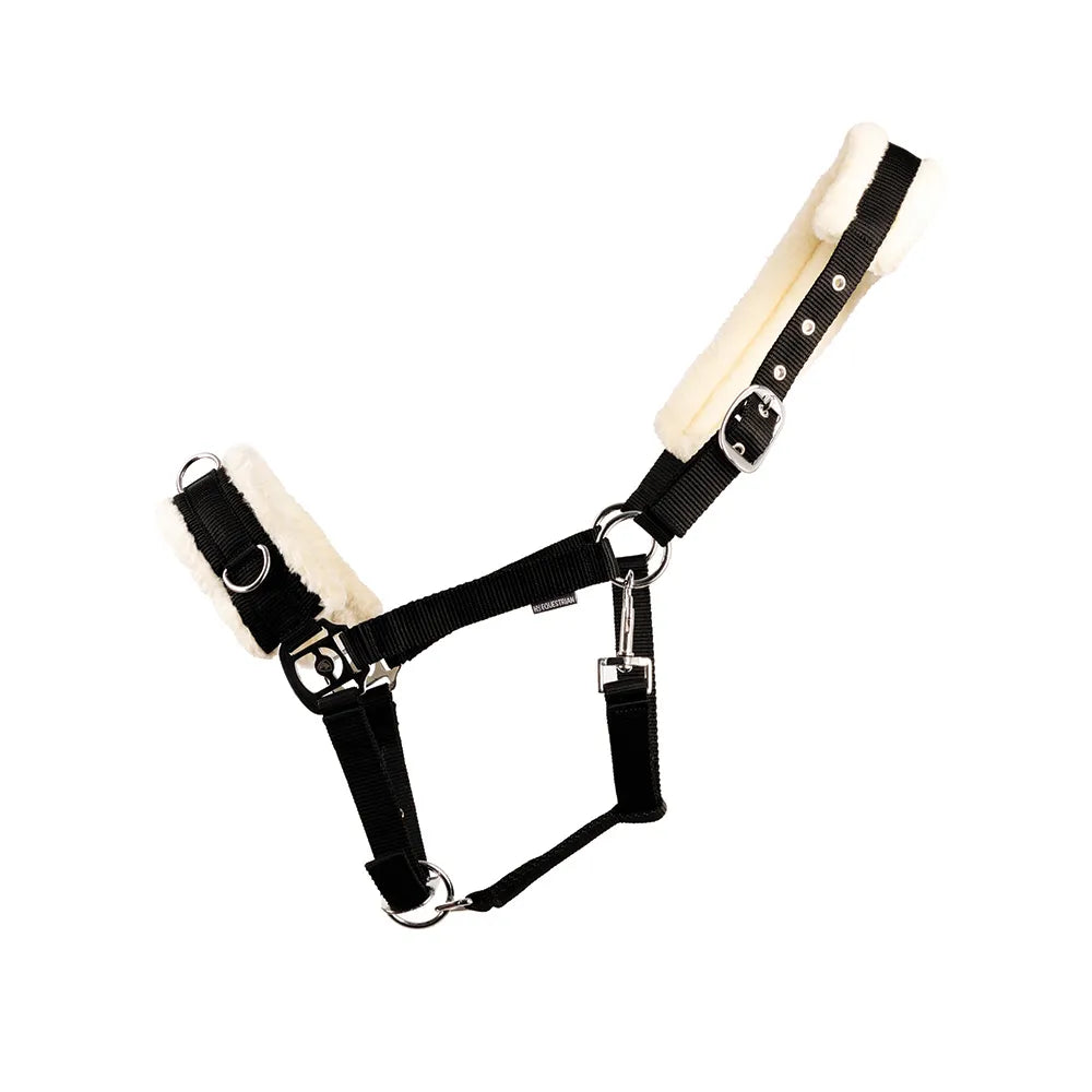 Hy Equestrian Fleece Lined Lunge Cavesson [Black/Natural] [Pony]