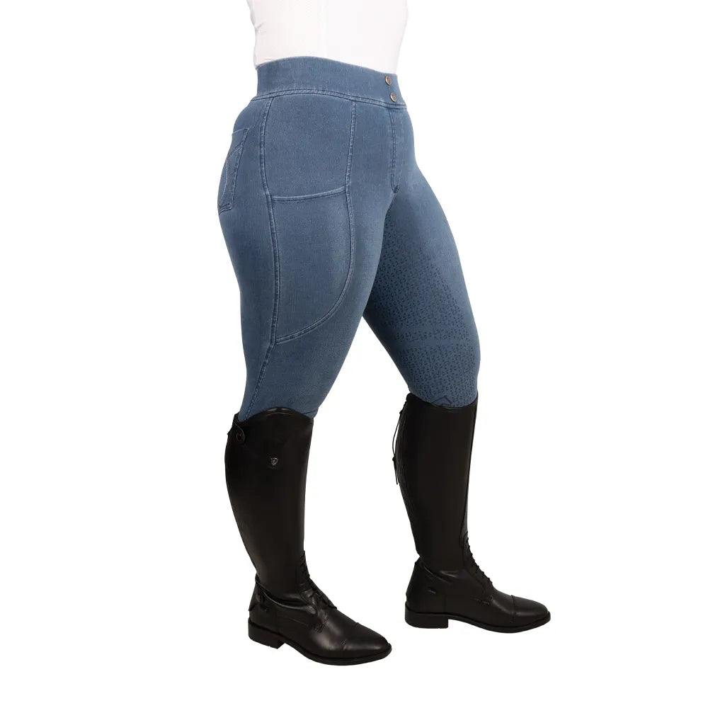 Hy Equestrian Elevate Chambray Denim Tights [Blue] [XS]