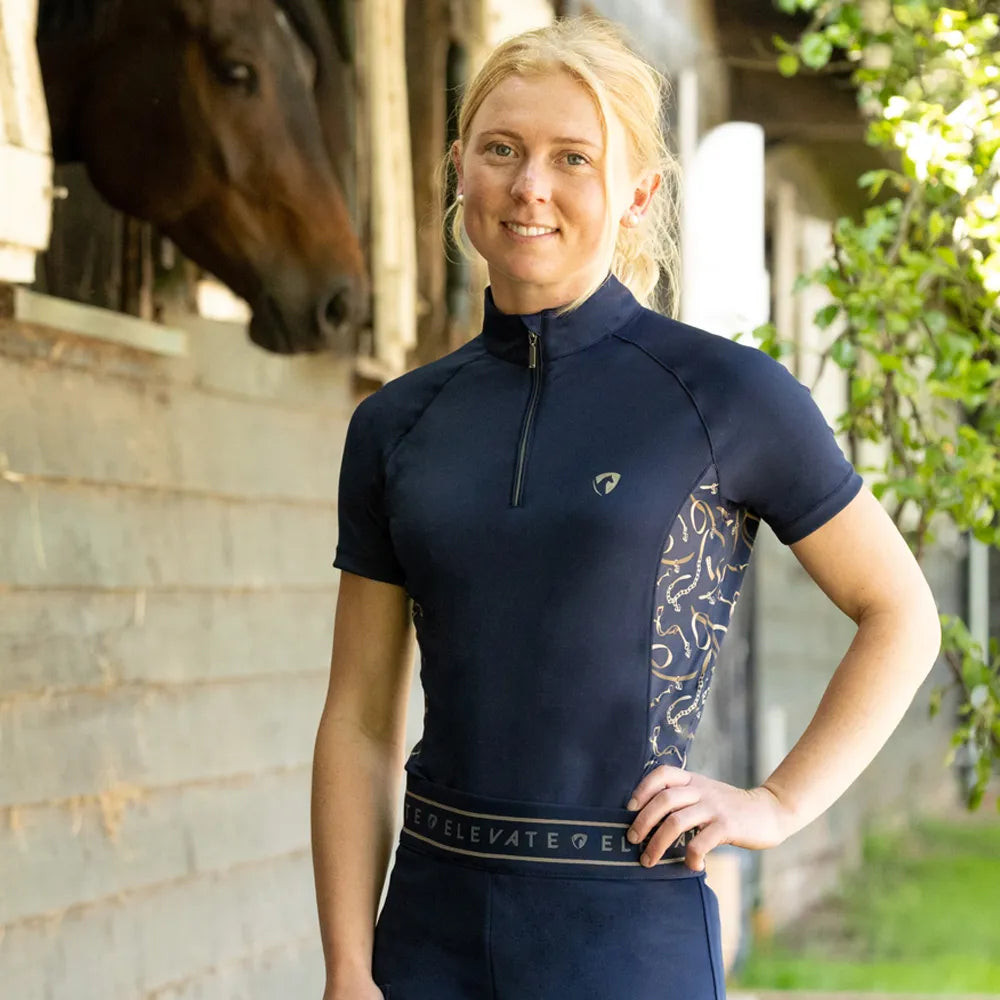 Hy Equestrian Elevate Heritage Short Sleeve Base Layer [Navy] [L]