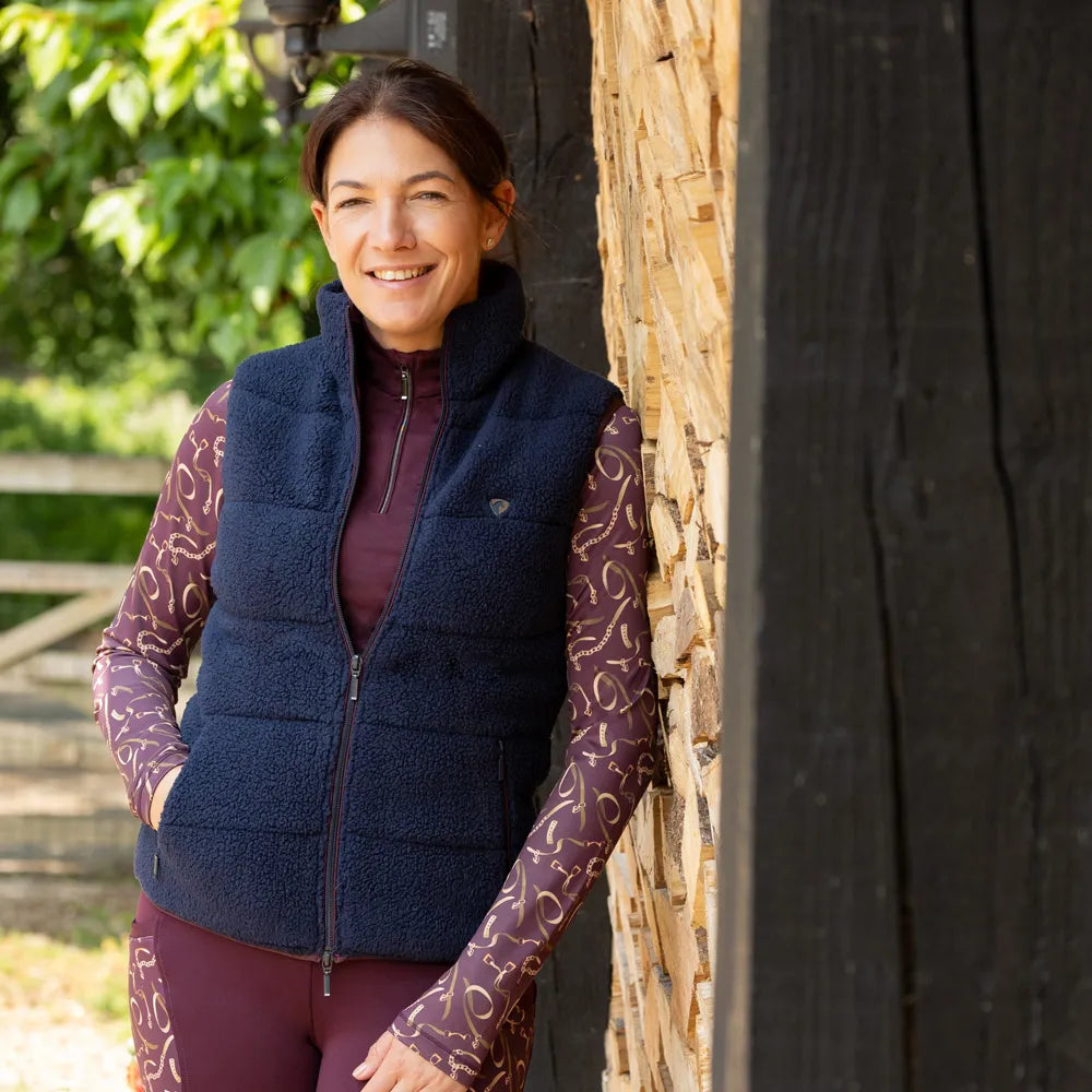 Hy Equestrian Elevate Heritage Teddy Fleece Gilet [Navy] [XS]
