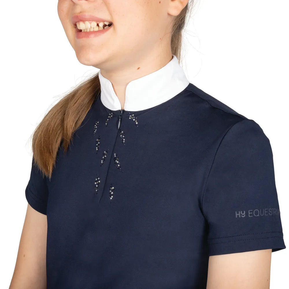 Hy Equestrian Children's Roka Reign Show Shirt [Navy] [7-8 Years]