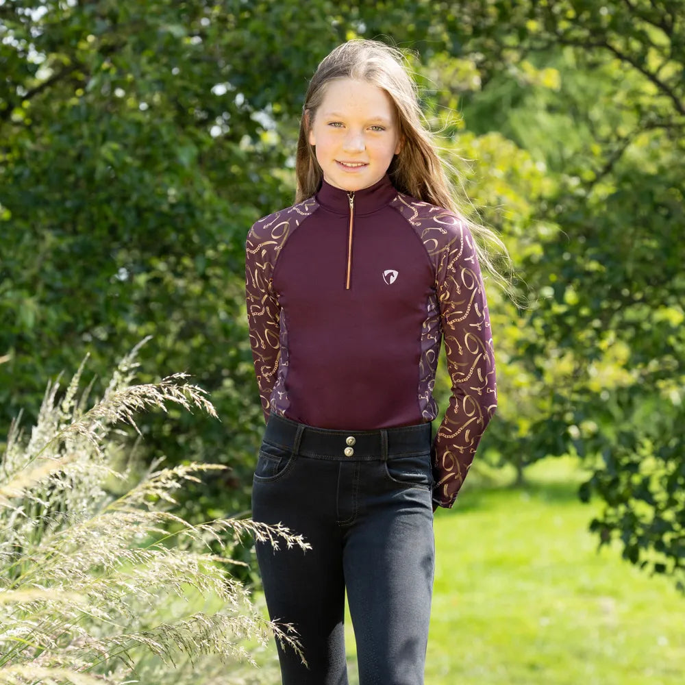 Hy Equestrian Elevate Heritage Mizs Base Layer [Berry] [7-8 Years]