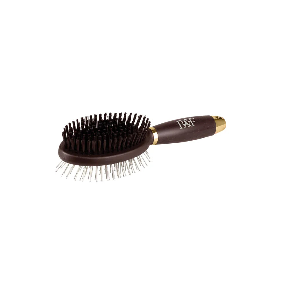 Benji & Flo Gel Handle Double Sided Grooming Brush [Brown/Gold] [One Size]