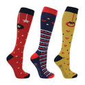 Hy Equestrian - Christmas Decorations Socks (Pack of 3) - Adult 4-8