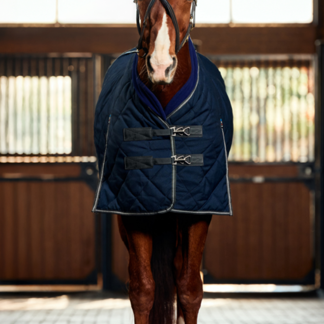 Weatherbeeta Comfitec 1000D Diamond Quilt 220G Detach-A-Neck Stable Rug #colour_navy-charcoal