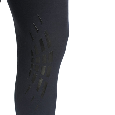 Equestro Zeus Men’s Stretch Cotton Breeches with Knee Grip #colour_blue