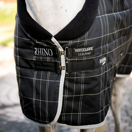 Horseware Ireland Rhino 100g Stable Rug #colour_black-grey-white-check-grey