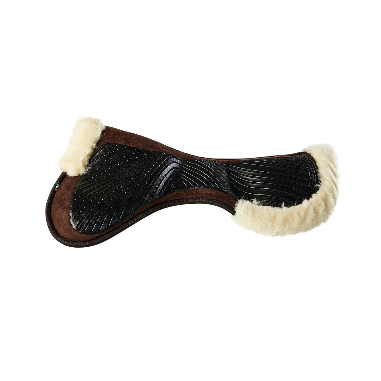 Acavallo Pad Mf-S Jccs-S Cw-Cs Suede Cut-Out Faux Sheepskin Gel Grip Flat #colour_brown-natural