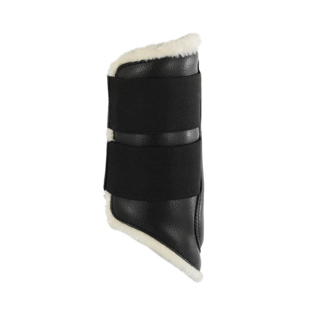 Acavallo Front Brushing Boots Faux Sheepskin & Hook-And-Loop Closure #colour_black