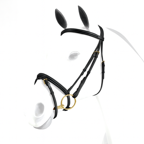 Equipe Emporio Flash Bridle with Brass Fittings - No Reins #colour_black