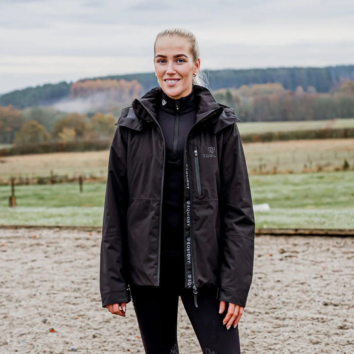 EQUIDRY Women's Iris Waterproof Riding Jacket #colour_black