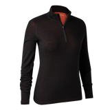 Deerhunter Women's Quinn Merino 1/2 Zip Undershirt #colour_black-oak