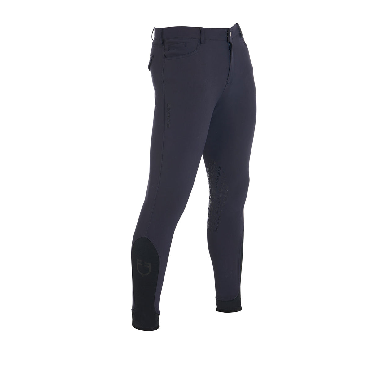 Equestro Men's Slim Fit Grip Breeches With Logo #colour_blue
