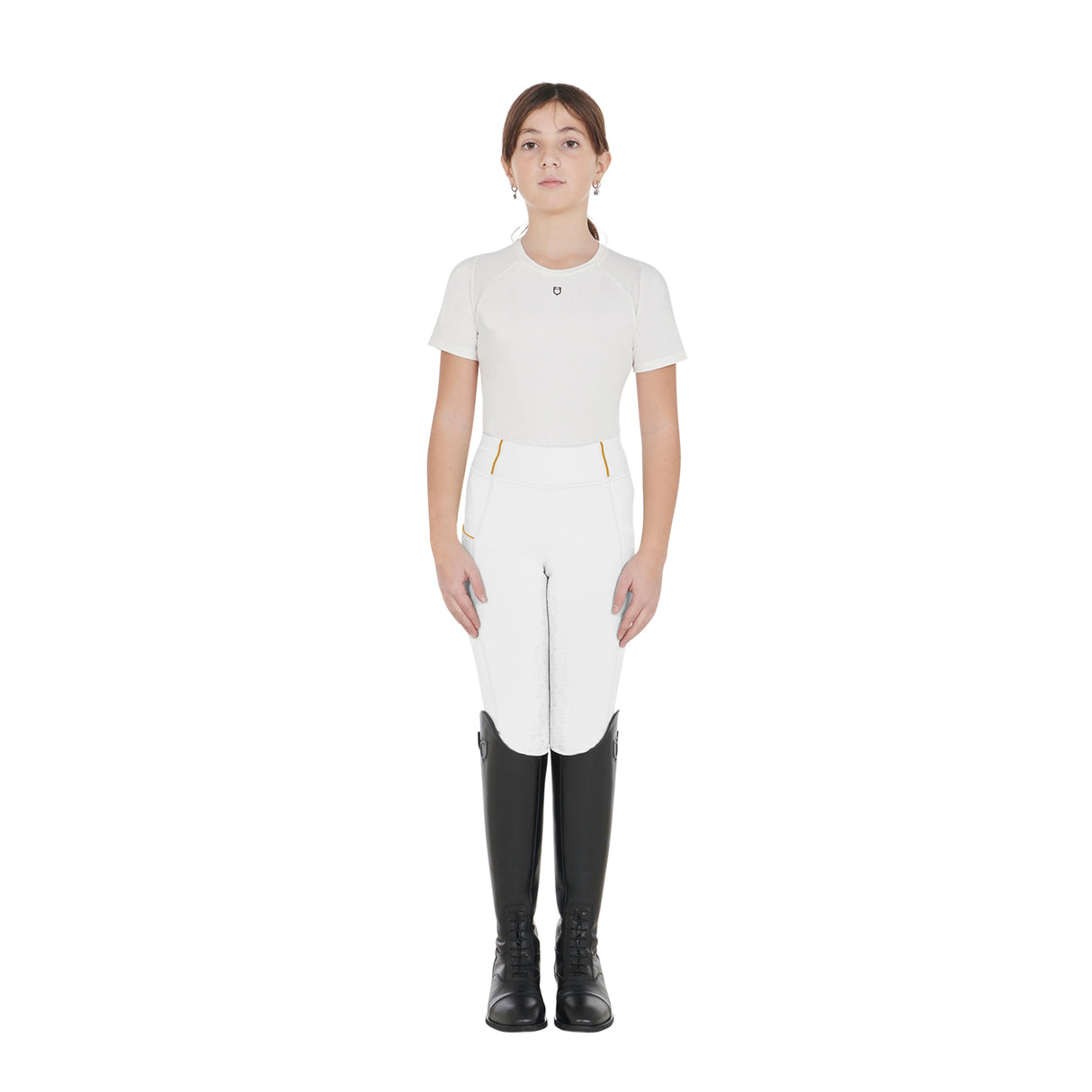 Equestro Girls' Fleece Lining Leggings #colour_white