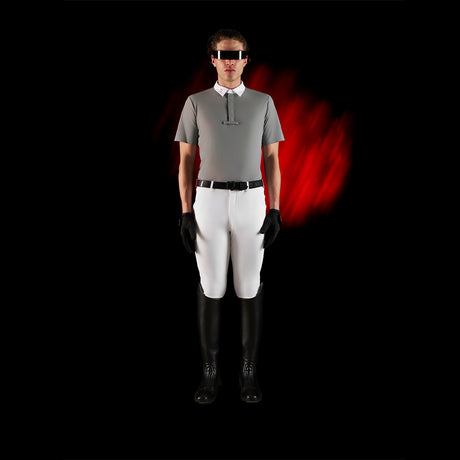 Equestro Equestro Ridertechnology Men's Competition Polo Shirt Short Sleeves And Buttons #colour_grey