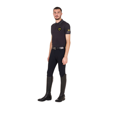 Equestro Man's Scuderia Equestro Collection Polo #colour_black