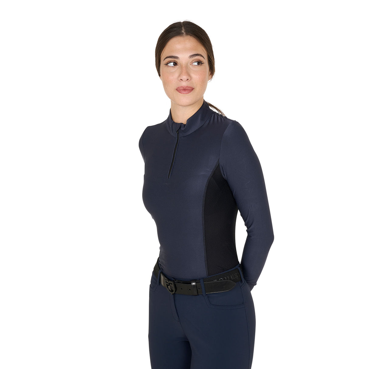Equestro Women's Long-Sleeved Training Technical Polo Shirt