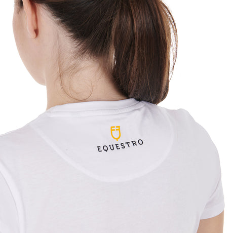 Equestro Women's Slim Fit Cotton T-Shirt Ready To Jump Print #colour_white