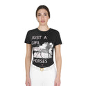 Equestro Women's Horse Lover Cotton T-Shirt #colour_black
