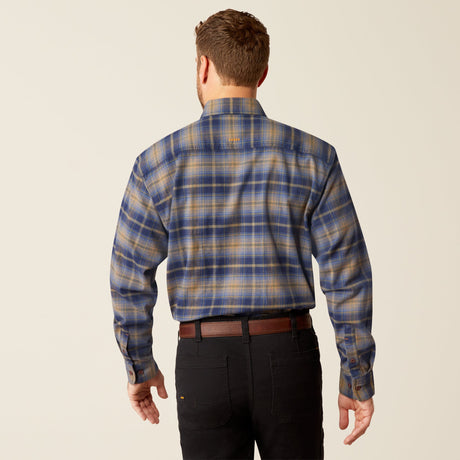 Ariat Men's Rebar Flannel DuraStretch Long Sleeve Work Shirt #colour_navy-khaki