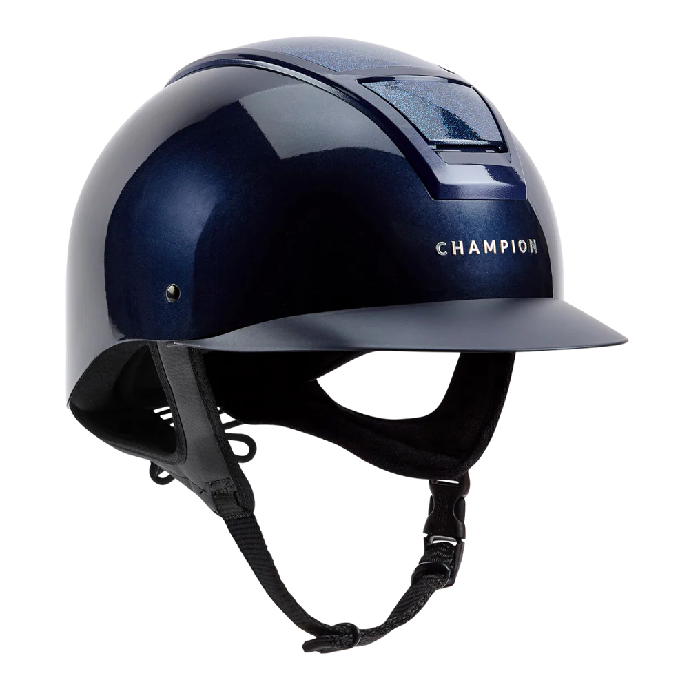 Champion Insight Glitter Oval Standard Peak Riding Hat #colour_metallic-navy-sparkle-navy