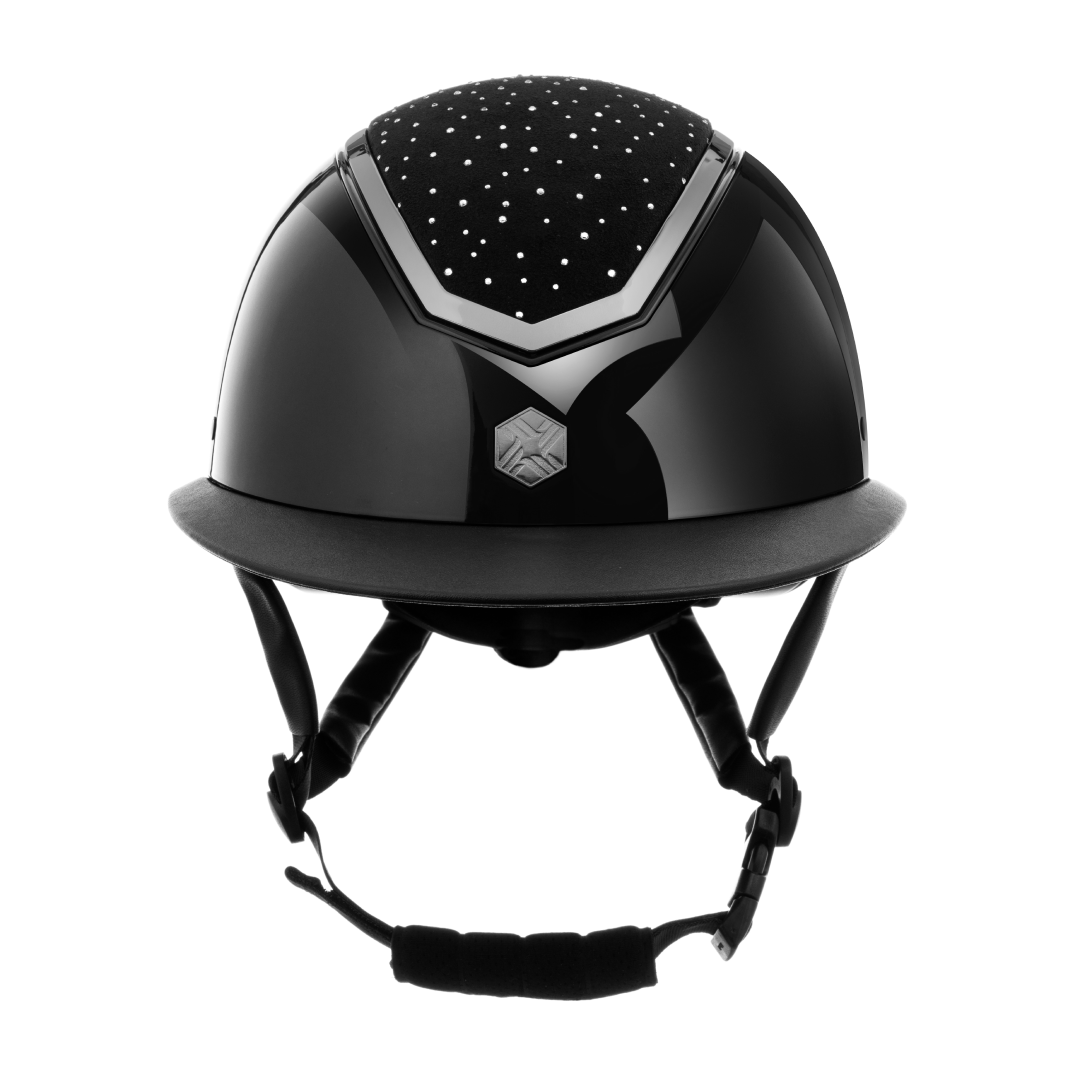 Charles Owen Kylo Crystal Gloss Wide Peak Riding Hat #colour_black-gloss-chrome