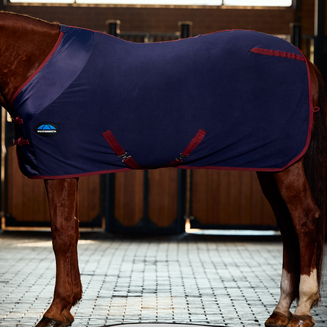 Weatherbeeta Anti-Static Fleece Cooler Standard Neck #colour_navy-burgundy