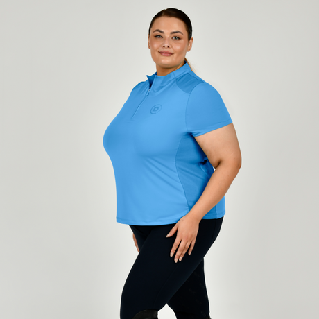 Dublin Ladies Curve Tabby Short Sleeve Riding Top #colour_coastal-blue