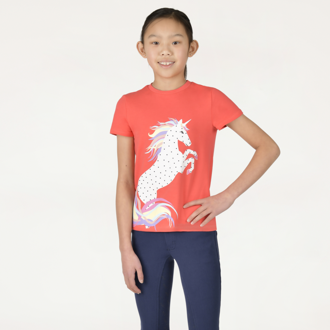 Dublin Childs Tilly Tee #colour_coral-rainbow-horse