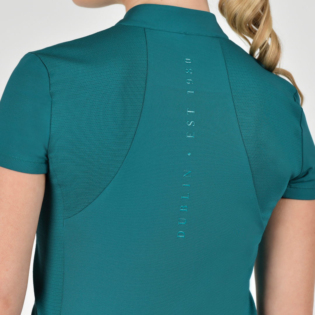Dublin Ladies Tabby Short Sleeve Riding Top #colour_deep-lake