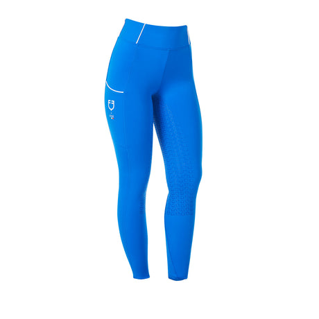 Equestro Women's Slim Fit Full Grip Leggings Equestro X Fise #colour_blue