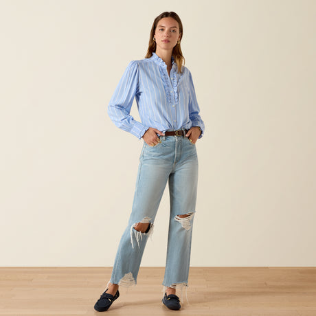 Ariat Women's Cricklade Blouse #colour_pacific-blue-stripe