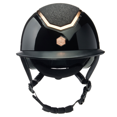 Charles Owen Kylo Sparkly Gloss Wide Peak Riding Hat #colour_black-gloss-rose-gold