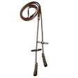 Finesse Rolled Rubber Reins #colour_brown-brown-silver