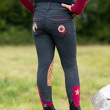 Little Rider Riding Star Denim Jodhpurs #colour_navy-burgundy